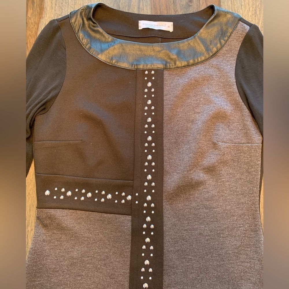 Rinascimento Dress Black Gray Color Block Italy Size Medium Studs Rock Star Sexy - Picture 12 of 16